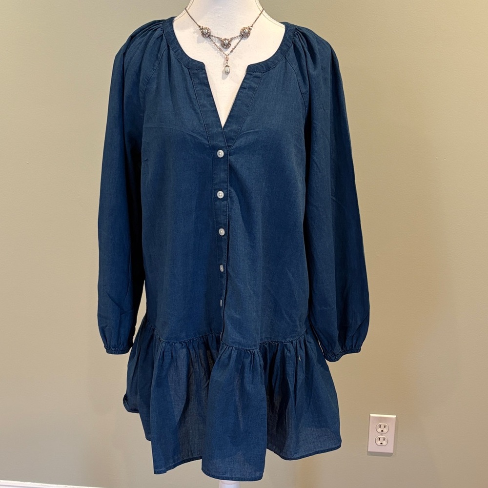 American Eagle Outfitters Navy Button-Front Tunic